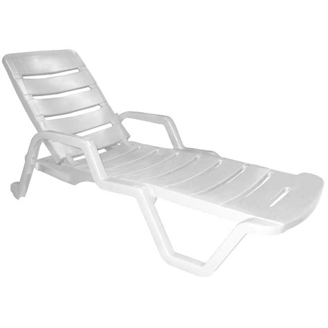 Adams Mfg Corp White Resin Stackable Patio Chaise Lounge Chair White