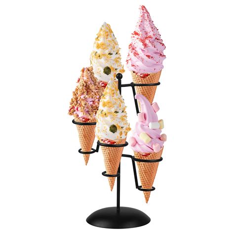 Buy Artliving Black Iron Ice Cream Cone Holder Stand With Base 5 Holes