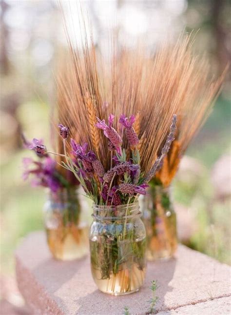 Wedding flower arrangements go beyond the basic centerpieces and bouquets. 30 Fall Rustic Country Wheat Wedding Decor Ideas | Deer ...