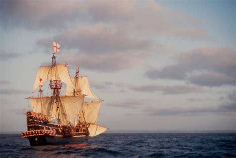 The Golden Hind Sir Francis Drake 16th Century Sailing Ship Under