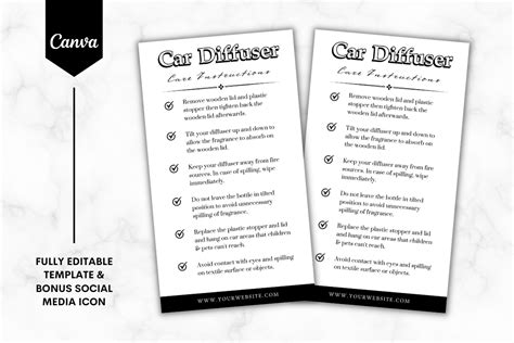 Car Diffuser Care Card Template Mini 3 Graphic By Sundiva Design