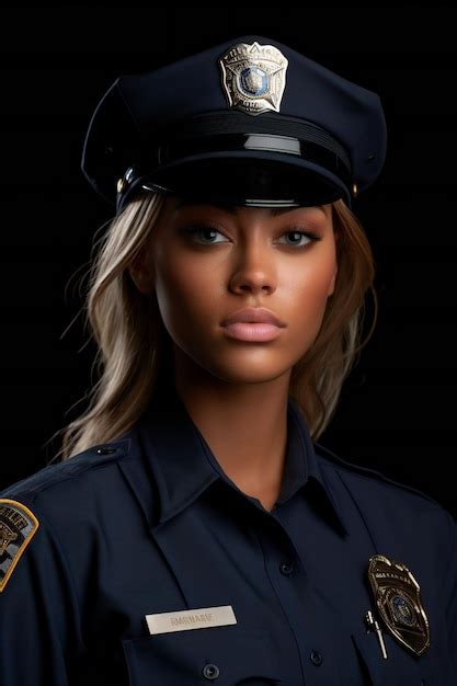 Premium Ai Image Beautiful Young Police Woman In Uniform Studio Shot