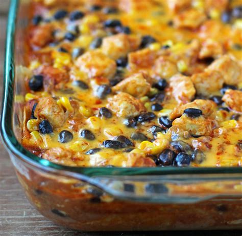 This chicken enchilada bake recipe was one i created many years ago when the fridge and cupboards were your chicken needs to be completely cooked for enchiladas and enchilada casserole. Layered Chicken Enchilada Bake - Delish Club