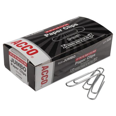 Acc72500 Acco 72500 Paper Clips Jumbo Silver 1000pack Hill