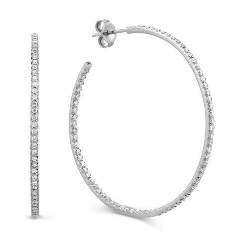 Roberto Coin Perfect Diamond Hoops Extra Large White Gold Hoop Earrings