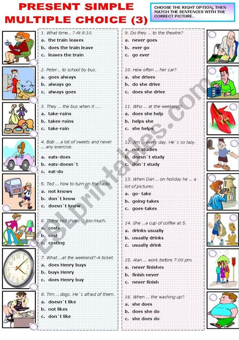 Multiple Choice Present Simple Esl Worksheet By Katiana