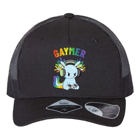 gaymer gay pride flag lgbt gamer lgbtq gaming axolotl atlantis headwear sustainable 5 panel