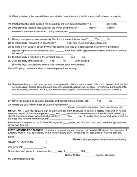 Michigan Divorce Forms Printable