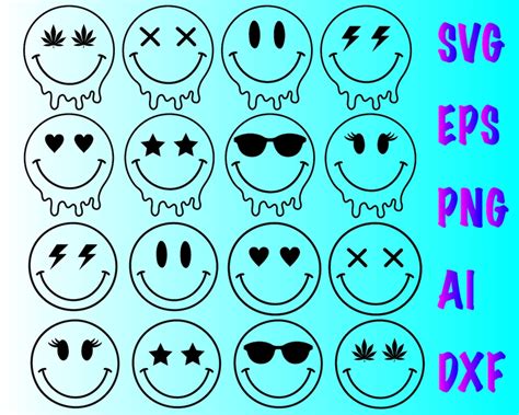 Smiley Face Svg Smiley Svg Drippy Smiley Png Drip Smiley Etsy Uk