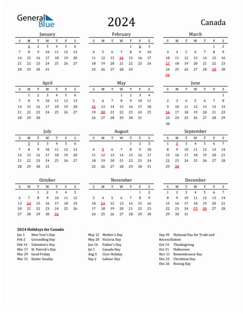 Free 2024 Calendar Canada With Holidays 2024 Rosie Claretta