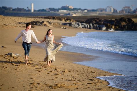 Beach Couple Walking On Romantic Travel Honeymoon Stock Photo Image