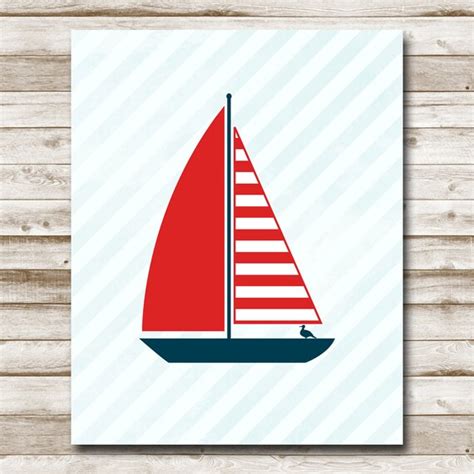 Sailboat Printable Nautical Print 5x7 8x10 11x14 Sailboat