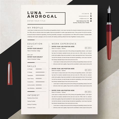 Minimalist Resume Template Word Professional Resume Cv Etsy Minimalist Resume Template