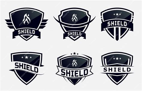 Premium Vector Set Of Emblem Or Badge Black Shield Logo Design