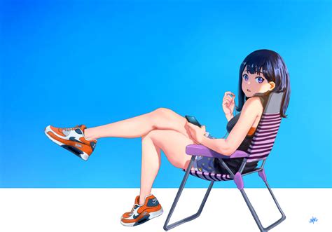 Wallpaper Takarada Rikka Ssss Gridman Dark Blue Hair