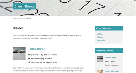 Church Events Calendar And Categories For Wordpress
