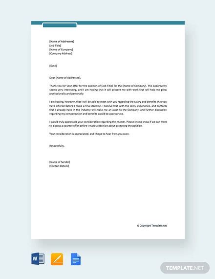 Counter Offer Letter Template 12 Free Word Pdf Format Download