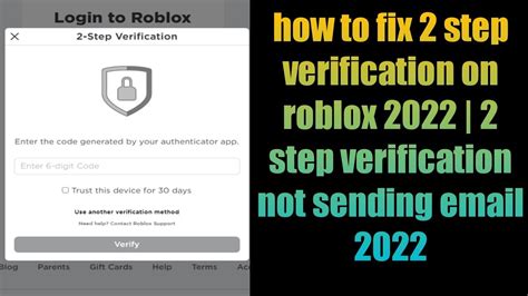 How To Fix 2 Step Verification On Roblox 2022 2 Step Verification Not