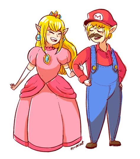 Link And Zelda Cosplaying As Mario And Peach Super Smash Bros Super