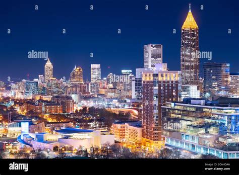 Atlanta Georgia Usa Downtown Skyline At Night Stock Photo Alamy