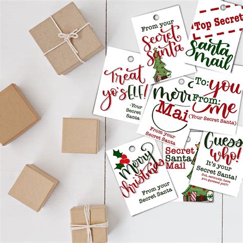 Printable Secret Santa Gift Tags Set Of X Tags Etsy Israel