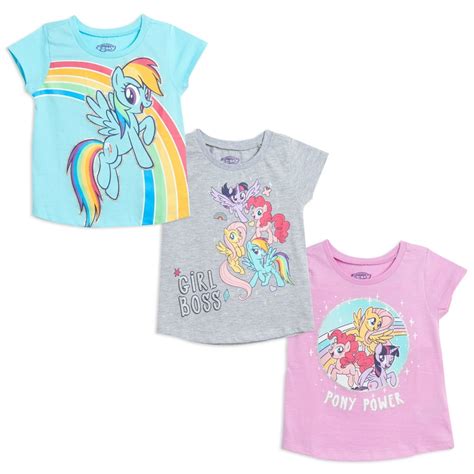 My Little Pony Toddler Girls 3 Pack Short Sleeve Graphic T Shirt Grey