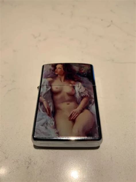 Nude Pin Up Lighter Woman Laying Art Chrome Pinup Flip Top Lighter