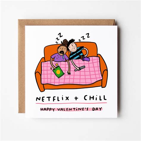 Netflix And Chill Valentines Day Card By Dandy Sloth