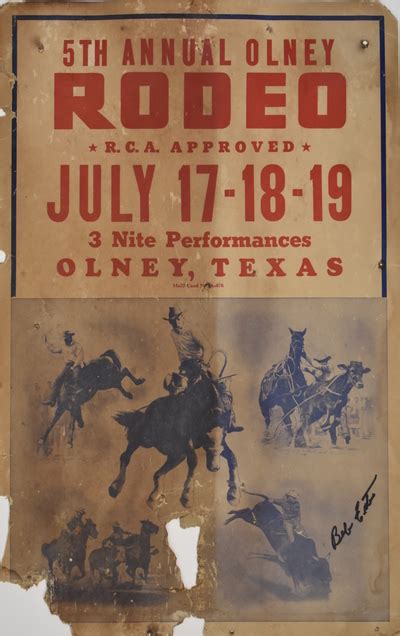 Rodeo Poster 5th Annual Olney Rodeo 2057 Texas Art Vintage