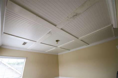 This build up was created with 1x4 s4s. DIY Coffered Ceiling