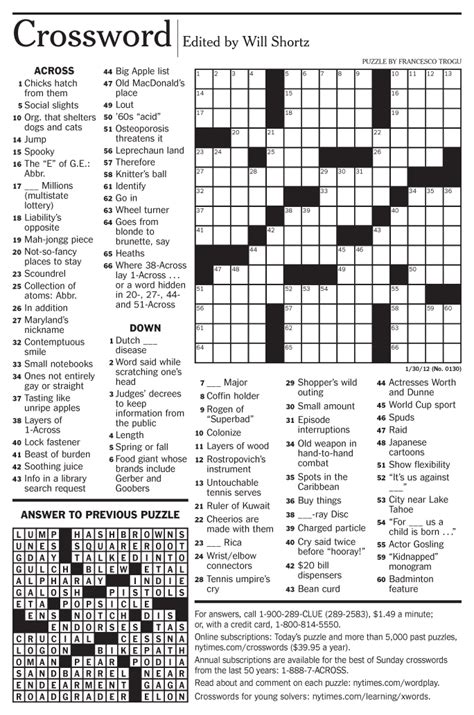 New York Times Crossword Printable Customize And Print