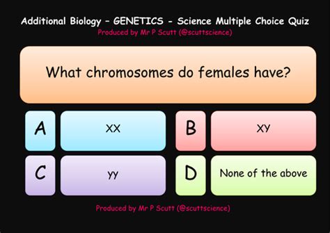 genetics multiple choice quiz teaching resources