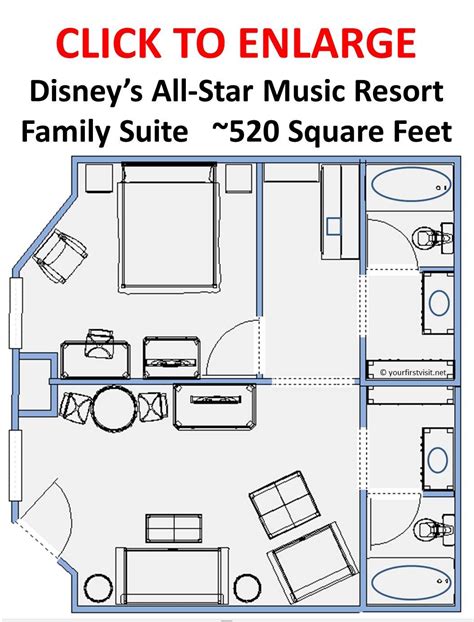 Double doors at the entry open up to beautiful sight lines that go right through the huge beamed great room and out. Review: The Family Suites at Disney's All-Star Music ...