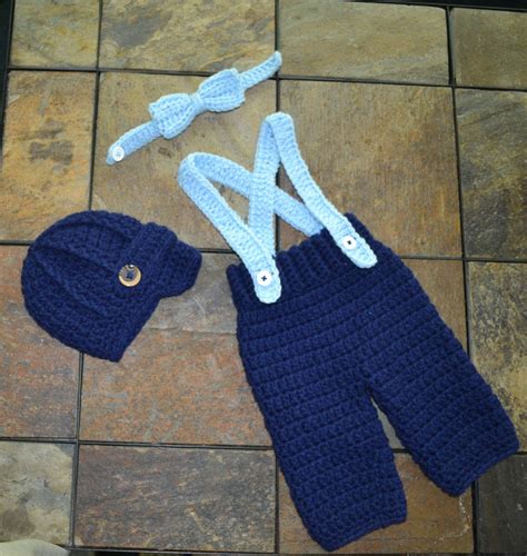 Crochet Newsboy Outfitnewborn Newsboy Hat And Bowtiebaby Boy Pants