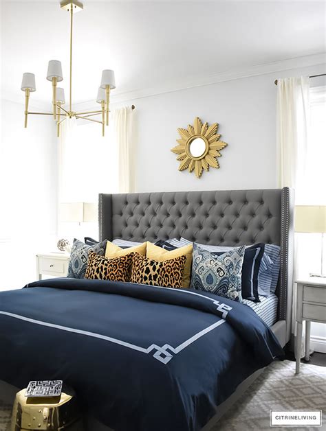 Navy blush and grey bedroom. SHOP MY BEDROOM - CITRINELIVING