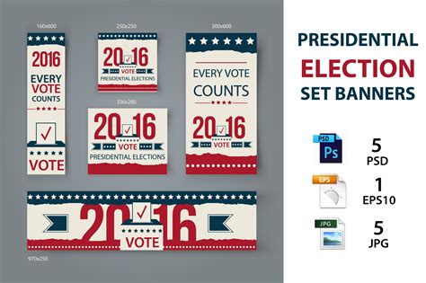 Presidential Election Set Banners Templates And Themes Creative Market