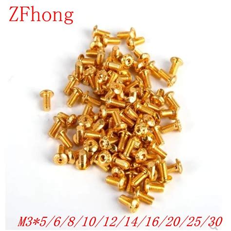 100pcs Gloden Colour ISO7380 M3 5 6 8 10 12 14 16 18 20 25 30 Alloy