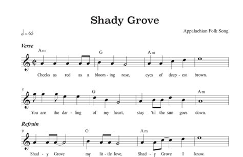 Shady Grove Arr Riverside Guitar School Sheet Music Traditional