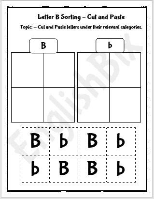 Letter B Cut and Paste Activity Worksheet - EnglishBix