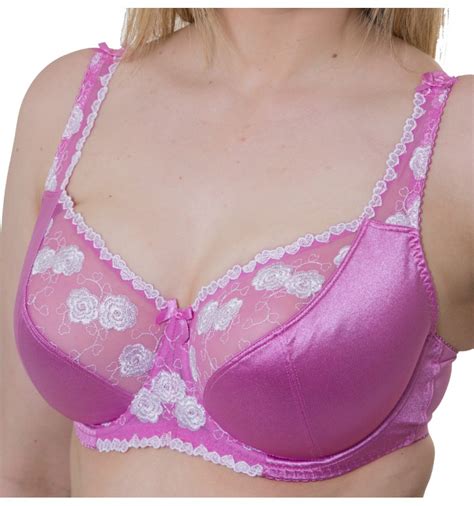 gemm womens firm support underwired satin plus size large bra pink