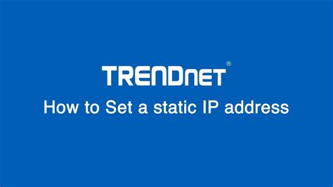 How To Set A Static Ip Address Youtube