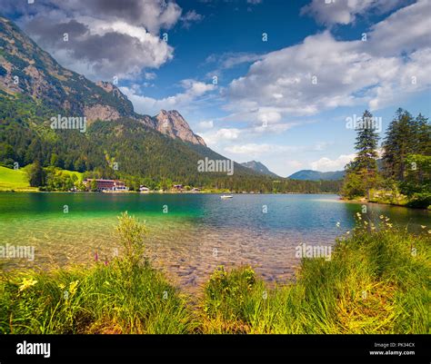Sunny Summer Morning On The Hintersee Lake In Austrian Alps Austria