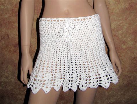 drawstring crochet white mini skirt sheer crochet mini skirt etsy