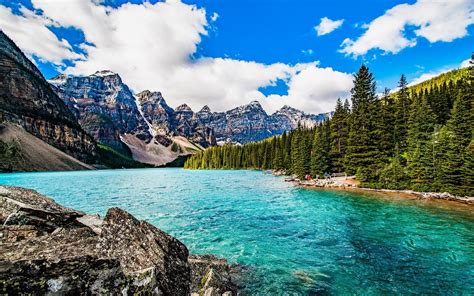 Download Wallpapers Mountain Lake Mountain Landscape Forest Alberta Lake Louise Banff For