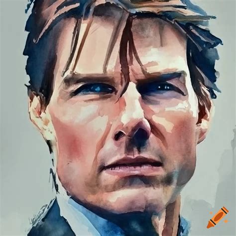 Watercolor Portrait Of Tom Cruise On Craiyon