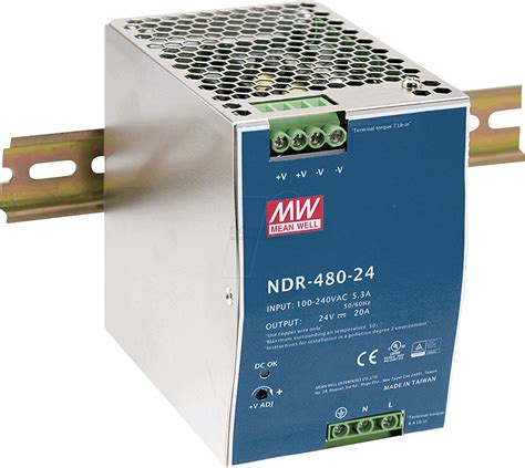 Mw Ndr 480 24 Switching Power Supply Din Mounting 480 W 24 V 20 A