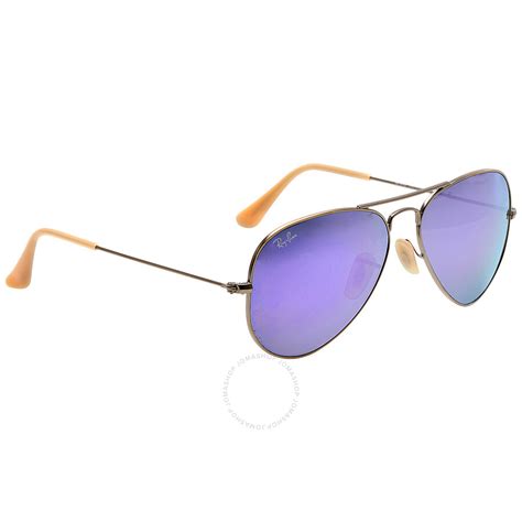 Ray Ban Aviator Flash Lilac Mirror 55 Mm Sunglasses Rb3025 1674k 55