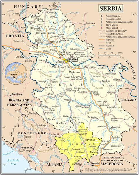 Geografska Karta Srbije Serbia Serbia And Montenegro Political Map
