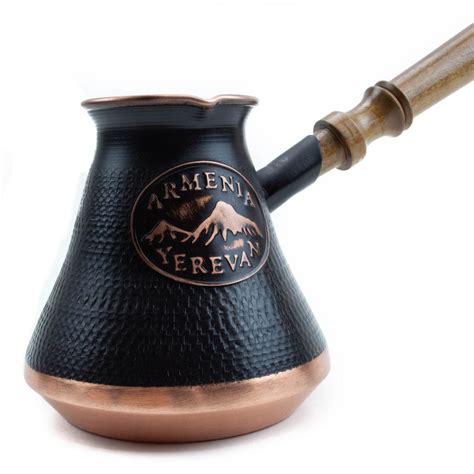 Handmade Armenian Coffee Pot Copper Jazva Makers Ararat Wooden Handle