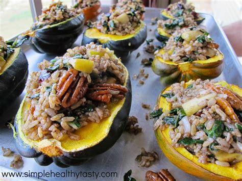 Simple Healthy Tasty Stuffed Acorn Squash With Apple Pecans And